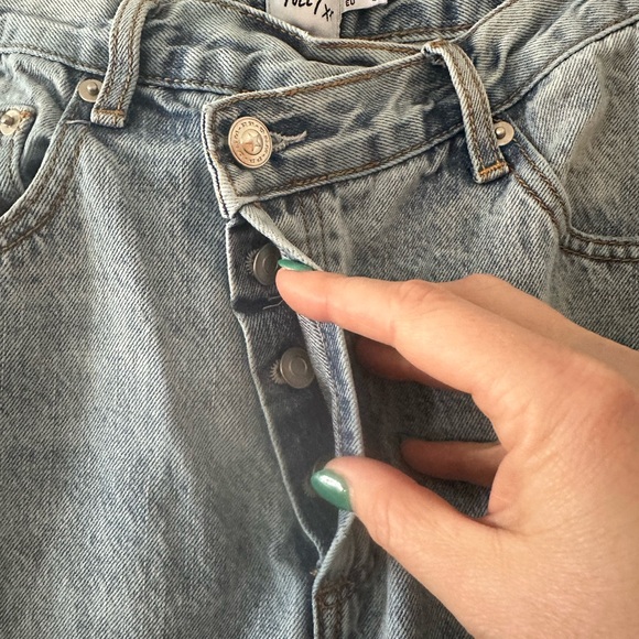 Princess Polly Holly Wide Leg Asymmetrical Button Fly Jeans. Sz 8. - Picture 7 of 12
